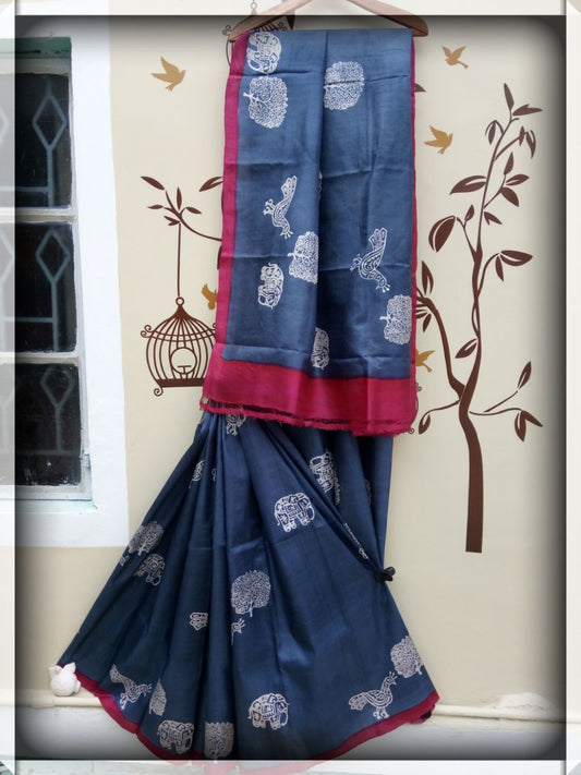 Grey Glamour Pure Silk Mark Certified Murshidabad Silk Sarees - Dailybuyys