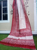 White Red Glamour Pure Silk Mark Certified Murshidabad Silk Sarees