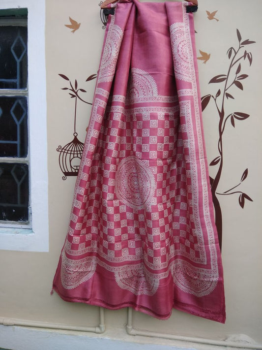 Pink White Glamour Pure Silk Mark Certified Murshidabad Silk Sarees - Dailybuyys