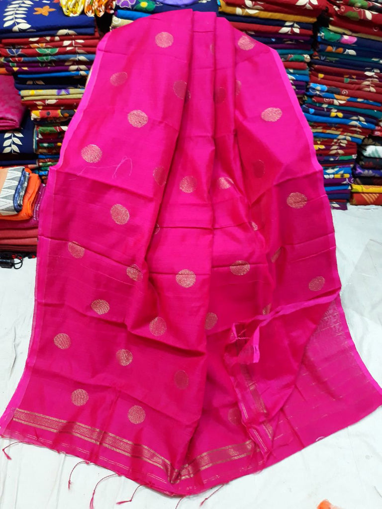 Pink S.G Handloom Pure Cotton  Silk Sarees Get Extra 10% Discount on All Prepaid Transaction