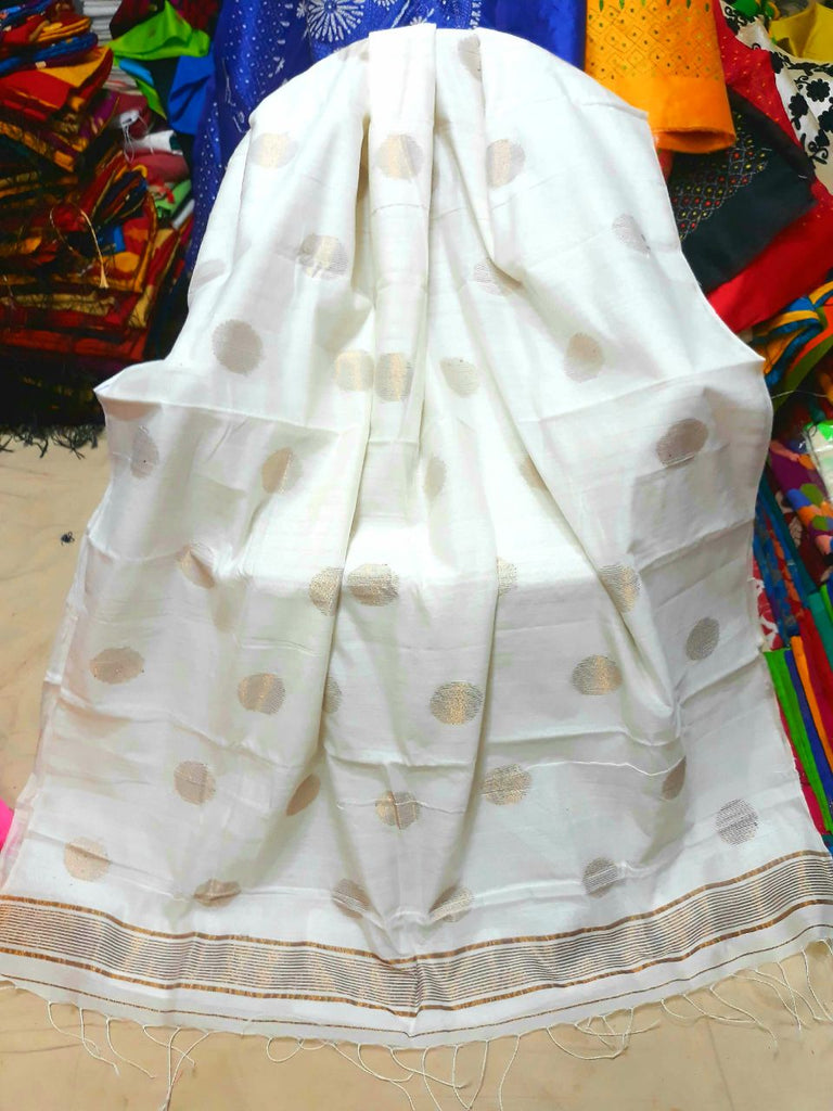 White S.G Handloom Pure Cotton Silk Sarees