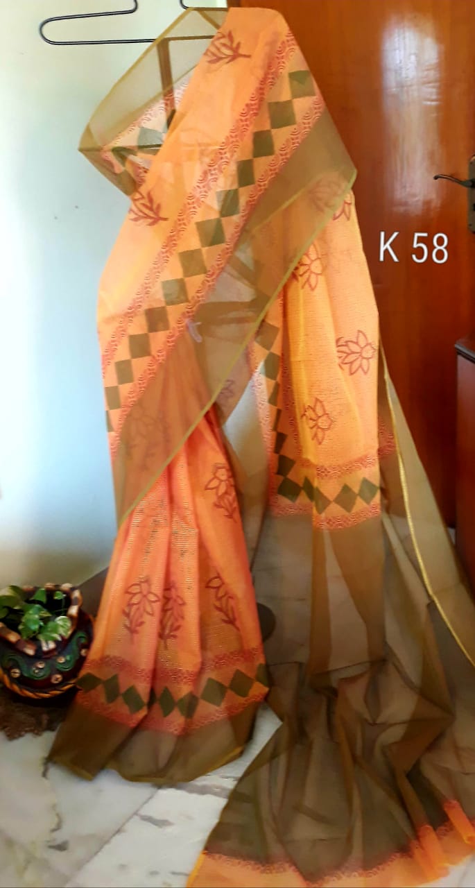 Green Yellow KK Kota Doriya Sarees - Dailybuyys