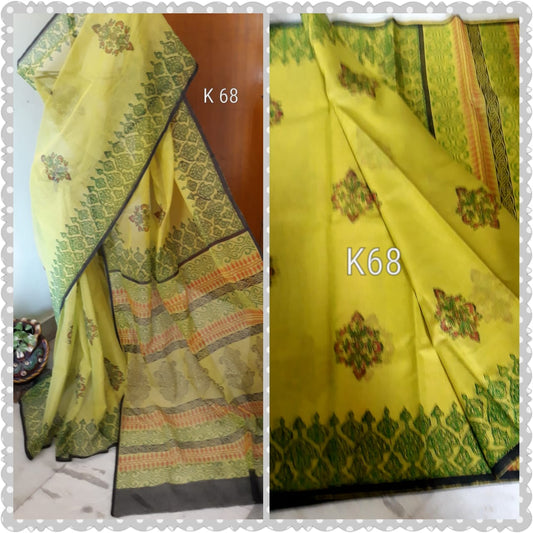 Yellow KK Kota Doriya Sarees - Dailybuyys