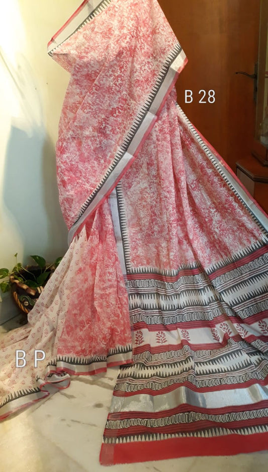 Pink KK Kerala Pure Cotton Sarees - Dailybuyys