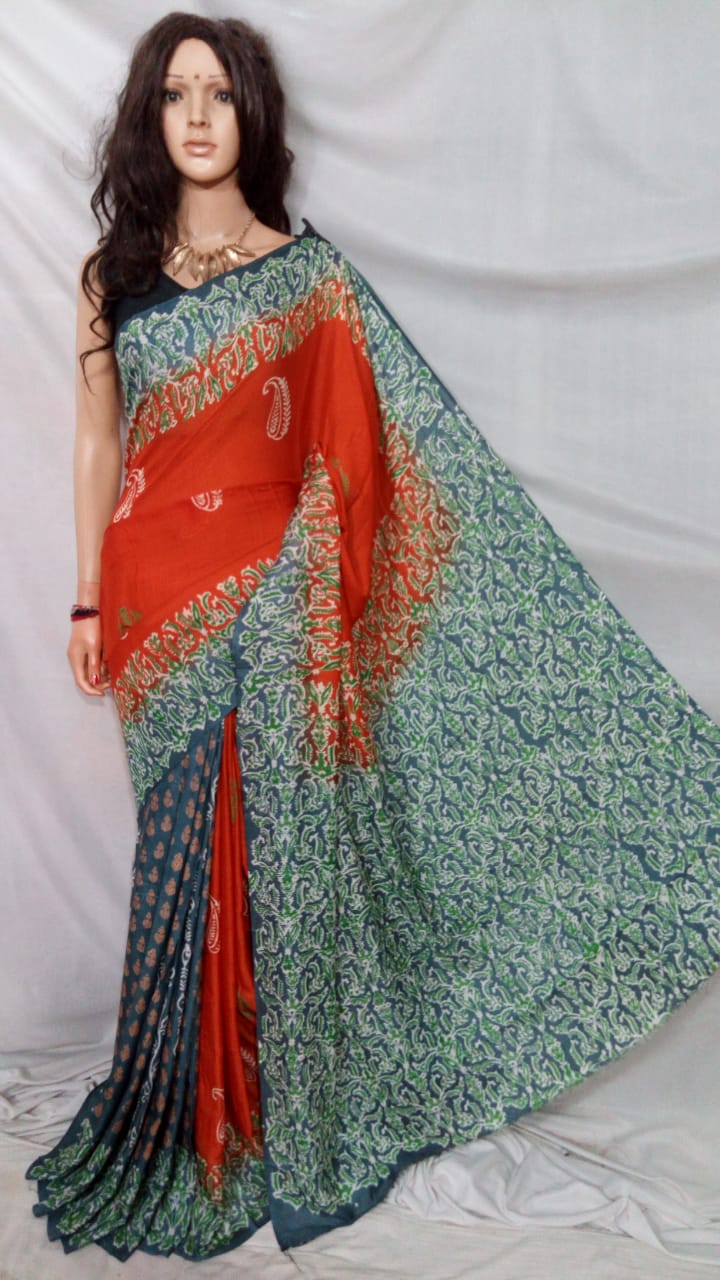 Red Green Kota Silk Sarees - Dailybuyys