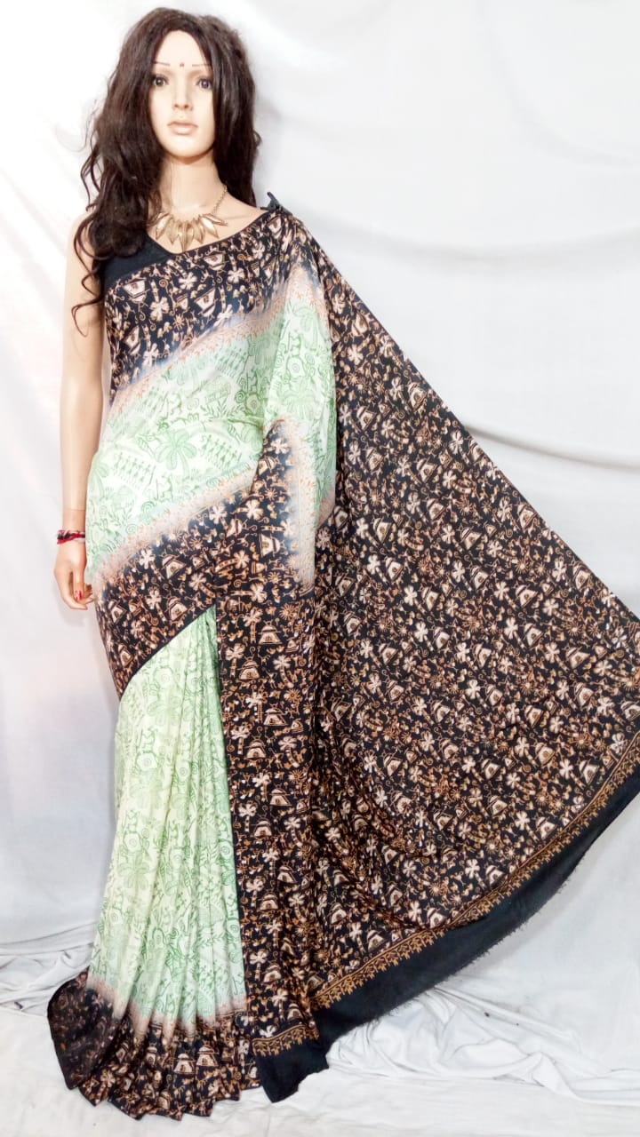 Black Green Kota Silk Sarees - Dailybuyys