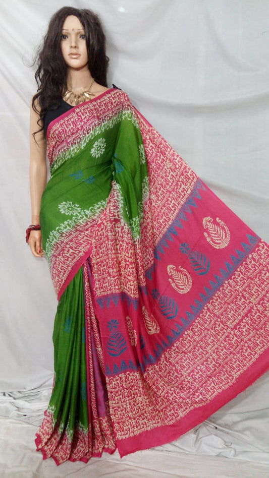 Pink Green Kota Silk Sarees - Dailybuyys