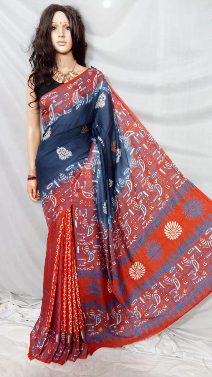 Blue Red Kota Silk Sarees - Dailybuyys