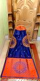 Blue Orange S.G Handloom Pure Cotton Silk Sarees