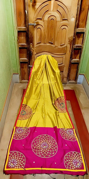 Yellow Pink S.G Handloom Pure Cotton Silk Sarees