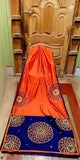 Orange Blue S.G Handloom Pure Cotton Silk Sarees