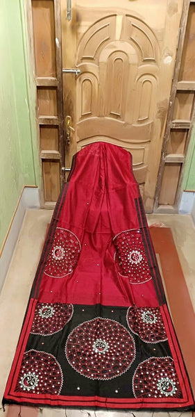 Red Black S.G Handloom Pure Cotton Silk Sarees