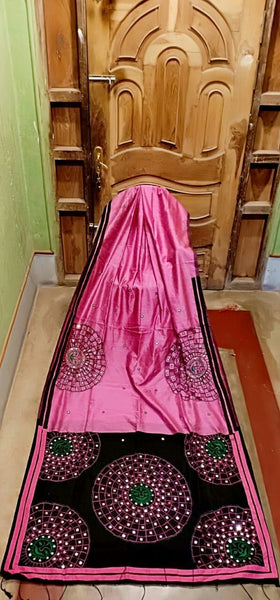Pink Black S.G Handloom Pure Cotton Silk Sarees