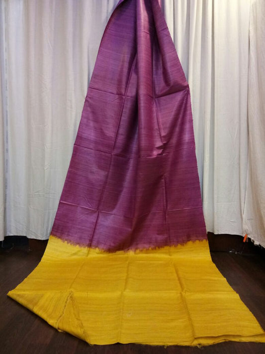 Violet Pure Silk Mark Certified Tussar Silk Sarees - Dailybuyys