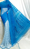 Blue Dhakai Jamdani Sarees