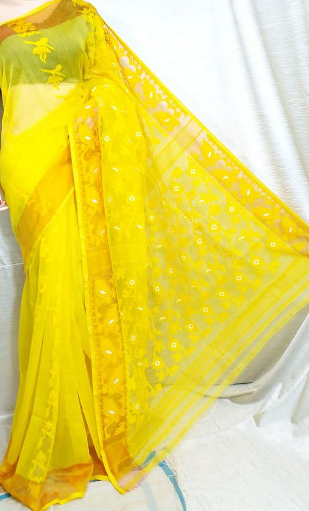 Yellow Dhakai Jamdani Sarees
