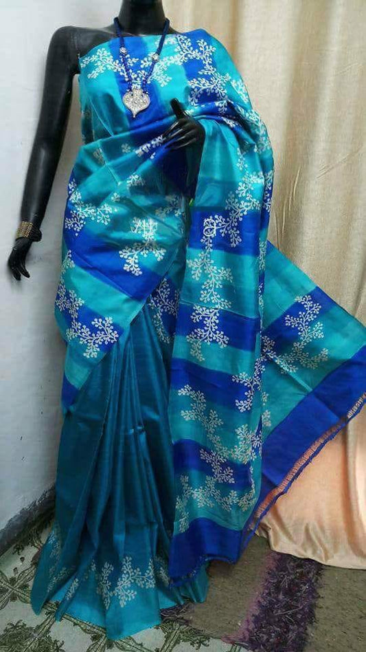Blue Pure KK Silk Mark Certified Bishnupuri Silk Sarees - Dailybuyys