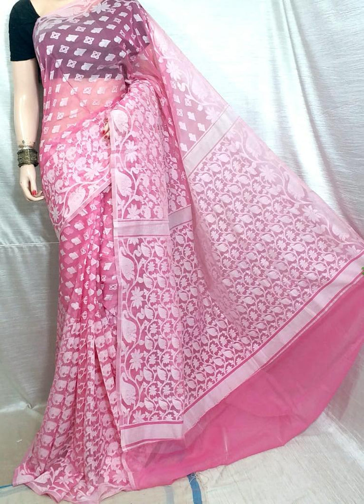 Pink Dhakai Jamdani Sarees