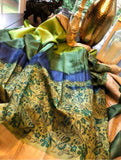 Yellow Green  Zari Glamour Hand Painted Zari Border Pure Silk Mark Certified Tussar Silk Sarees