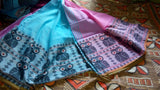 Blue Pink S.G Pure Cotton Handloom Sarees