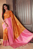 Orange Pink Banarasi Silk Sarees