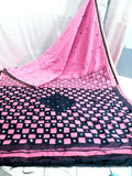 Pink Black K.K Handloom Pure Cotton Silk Sarees Get Extra 10% Discount on All Prepaid Transaction