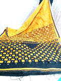 Yellow Black K.K Handloom Pure Cotton Silk Sarees