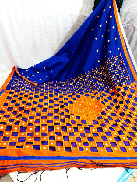 Blue Orange K.K Handloom Pure Cotton Silk Sarees
