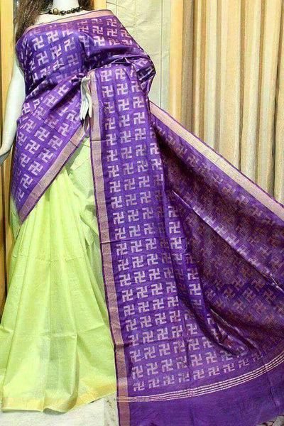 Violet Green Bhagalpuri Silk Sarees