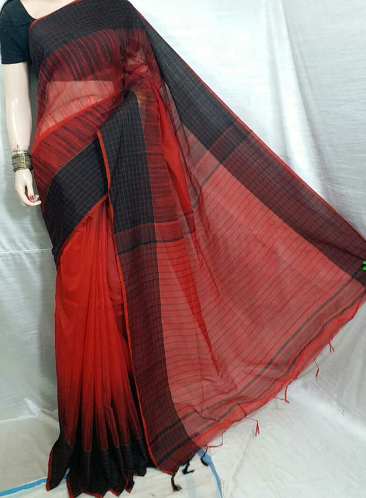 Red Black Ikkat Sarees - Dailybuyys