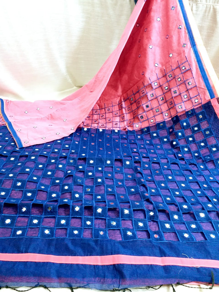 Pink Blue K.K Handloom Pure Cotton Silk Sarees