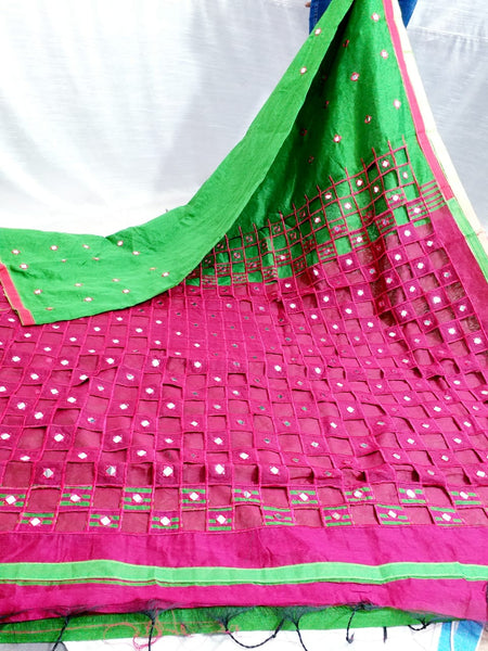 Purple Green K.K Handloom Pure Cotton Silk Sarees