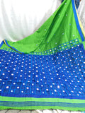Blue Green K.K Handloom Pure Cotton Silk Sarees