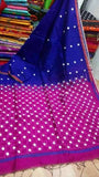 Blue Purple S.G Handloom Pure Cotton Silk Sarees