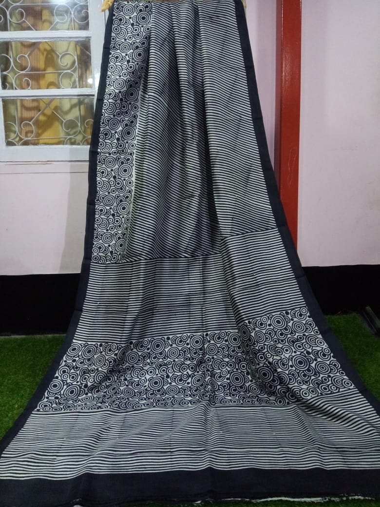 Grey Glamour Pure Silk Mark Certified Murshidabad Silk Sarees - Dailybuyys