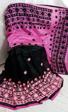 Black Pink K.K Handloom Pure Cotton Silk Sarees