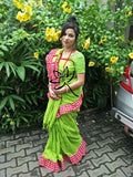 Green Pink Bengal Handloom Khadi Sarees