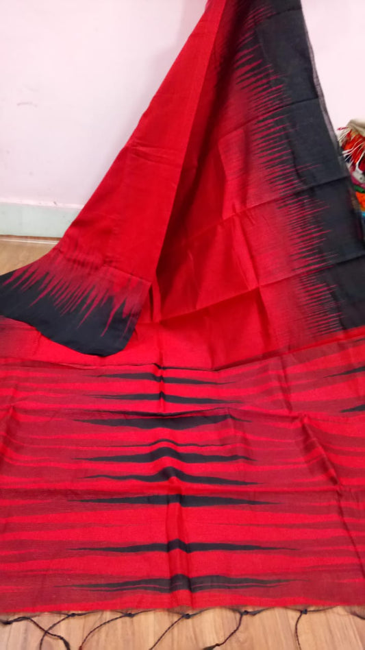 Red Black Ikkat Sarees - Dailybuyys