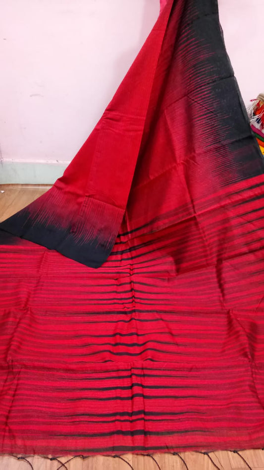 Red Black Ikkat Sarees - Dailybuyys