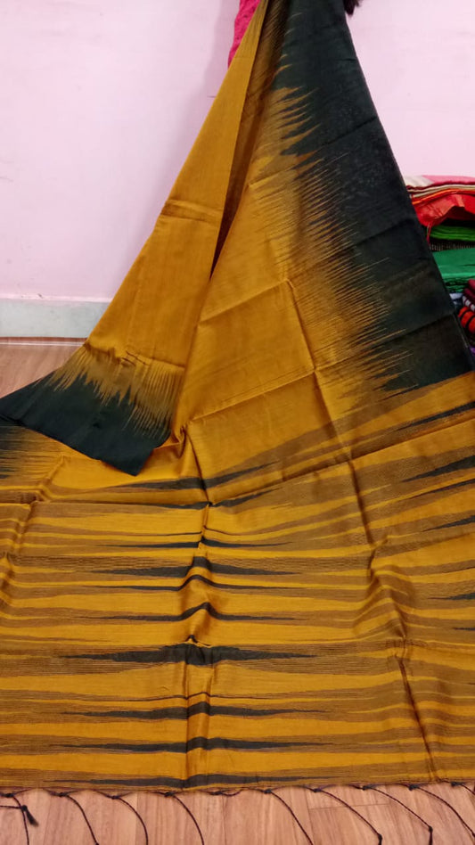 Yellow Black Ikkat Sarees - Dailybuyys