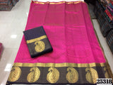 Purple Block Printed Pure Silk Mark Certified Tussar Silk Sarees