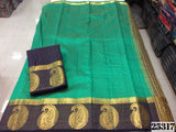 Green Block Printed Pure Silk Mark Certified Tussar Silk Sarees