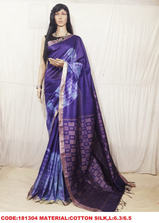 Violet Black Pure Cotton Silk Sarees - Dailybuyys
