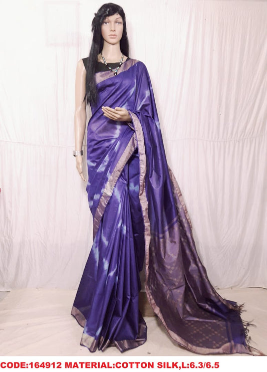 Violet Black Pure Cotton Silk Sarees - Dailybuyys