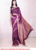 Purple Pure Cotton Silk Sarees