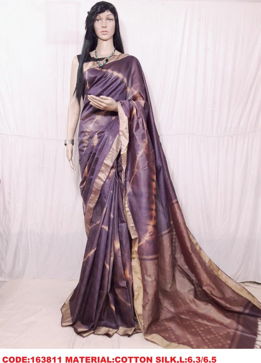 Violet Pure Cotton Silk Sarees - Dailybuyys