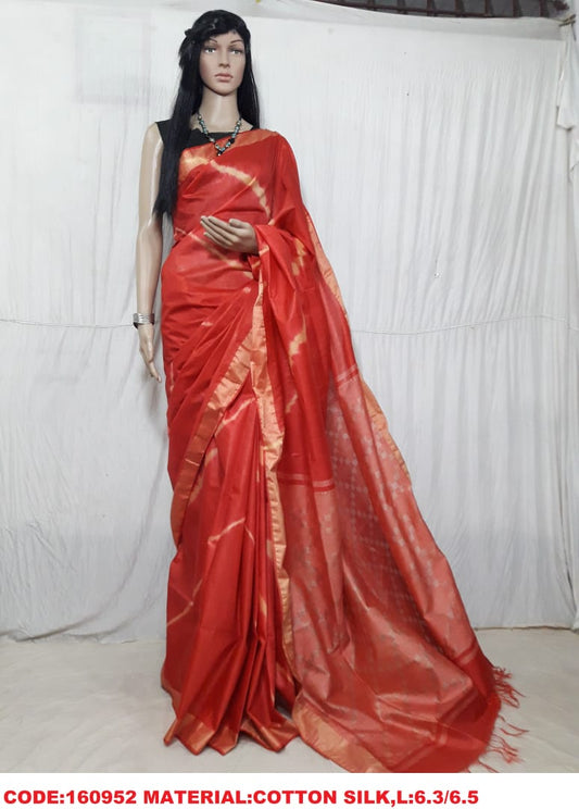 Red Pure Cotton Silk Sarees - Dailybuyys
