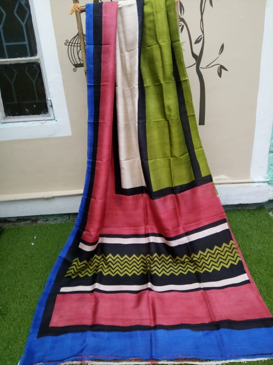 Pink Green Glamour Pure Silk Mark Certified Murshidabad Silk Sarees - Dailybuyys