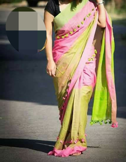 Pink Green Khadi Sarees - Dailybuyys