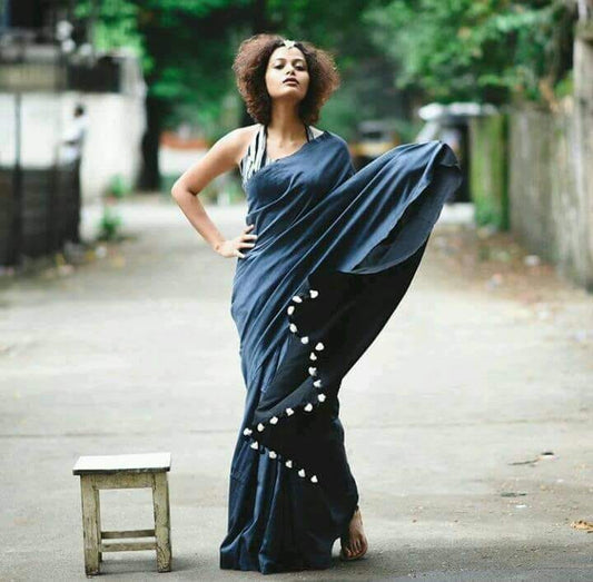 Blue Khadi Sarees - Dailybuyys